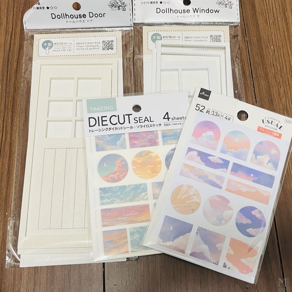 セリア ドールハウスドア＆窓 ダイソー空の模様シール