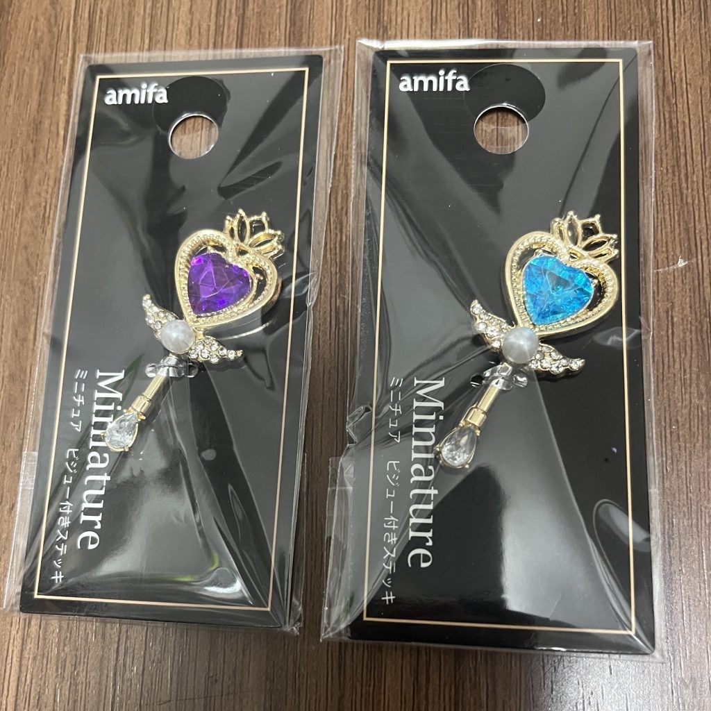 セリア　ミニチュア　ビジュー付きステッキ